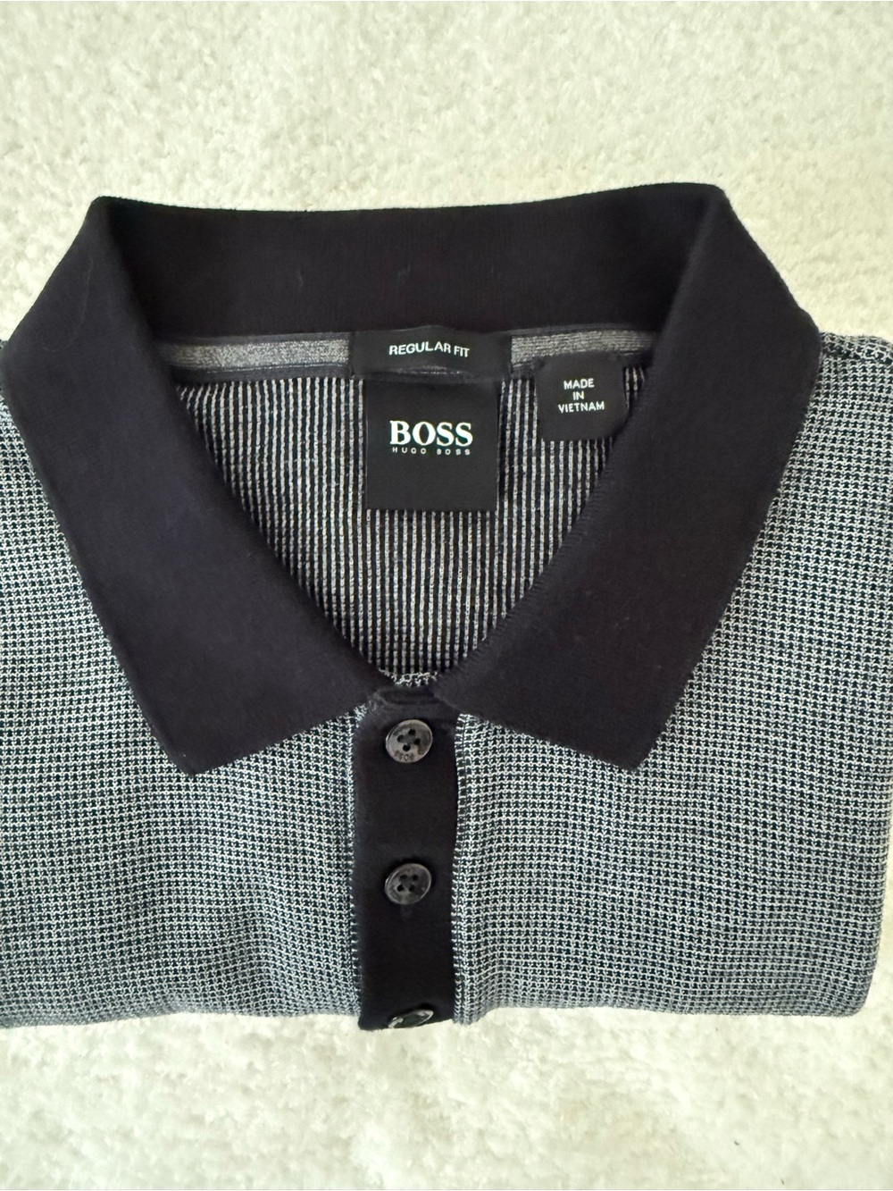 Hugo Boss Black Collar with Gray Textured Men's Polo